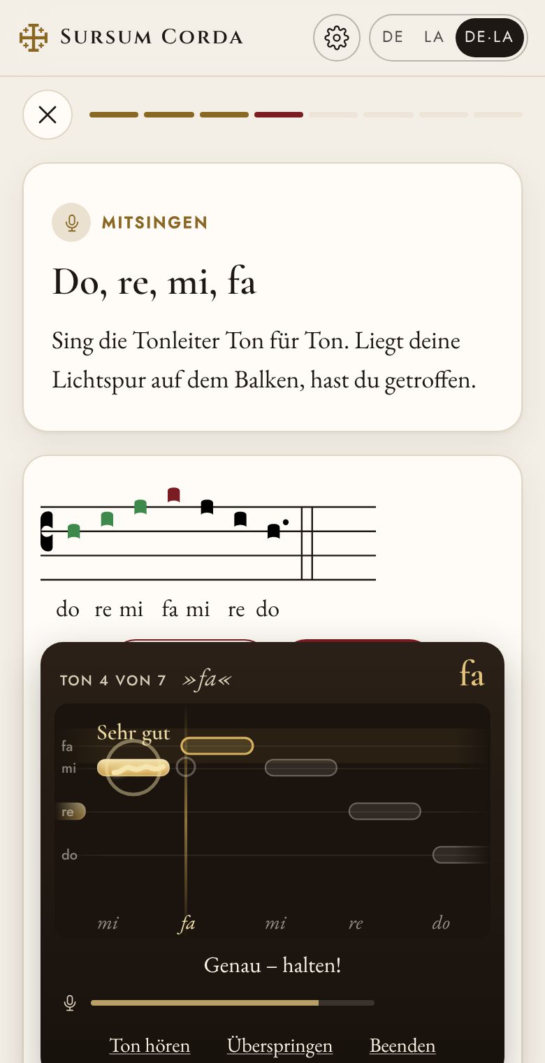 Sursum Corda: Choralschule: Mitsingen mit Rückmeldung