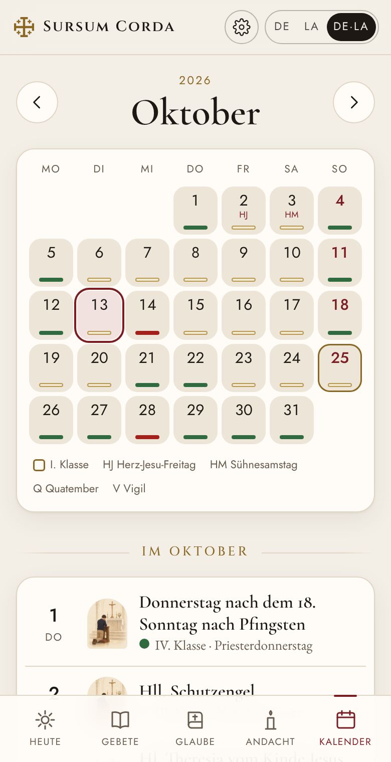 Sursum Corda: Kirchenkalender nach 1962